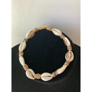 Y2K 90s Beachy Summertime Surfer Coconut Bead and Cowrie Shell Tied Anklet
